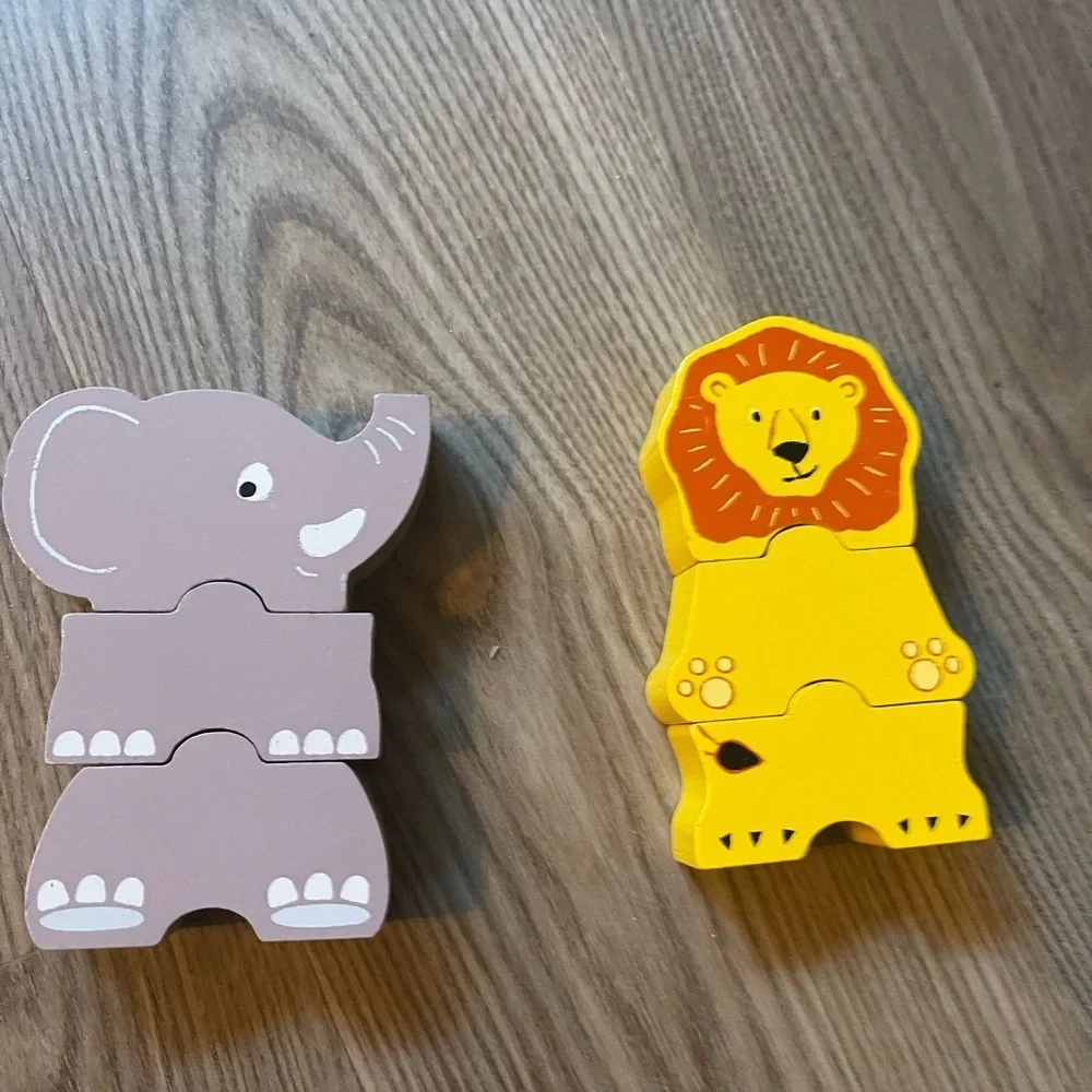 Tchibo German Wooden Animal Stacking Puzzle Montessori Natural Wood Toddler Toy
